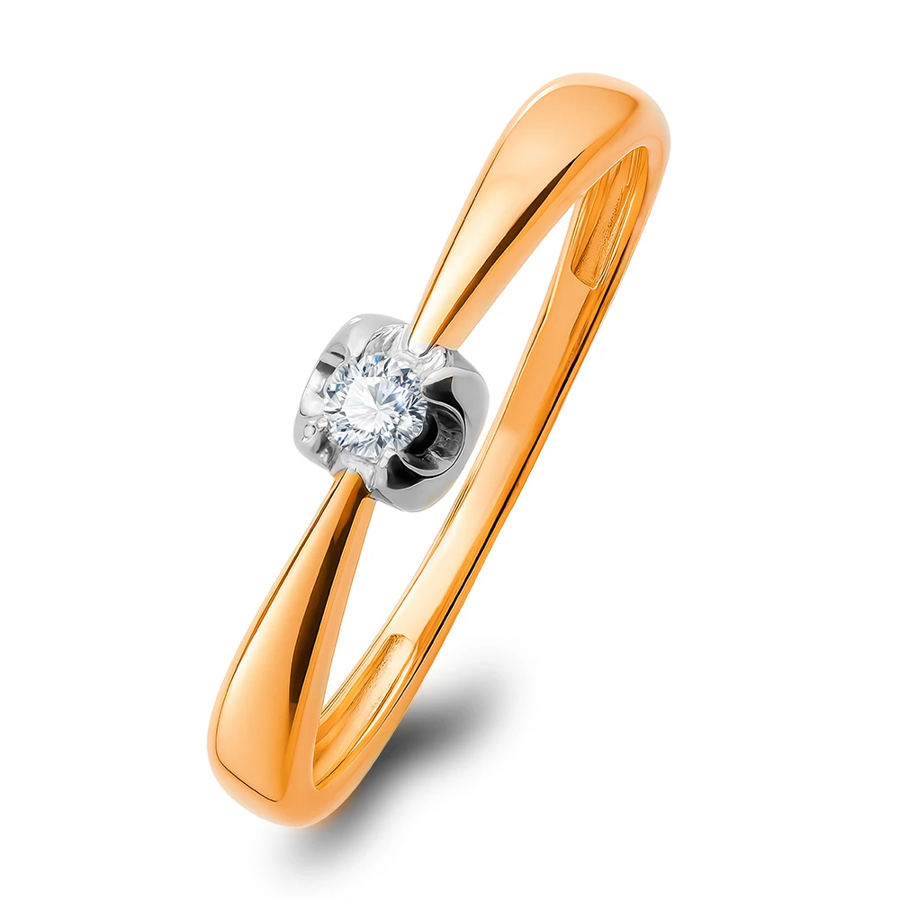 Кольцо с бриллиантом из красного золота 585 пробы