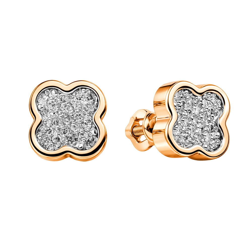 Серьги с бриллиантами из красного золота 585 пробы