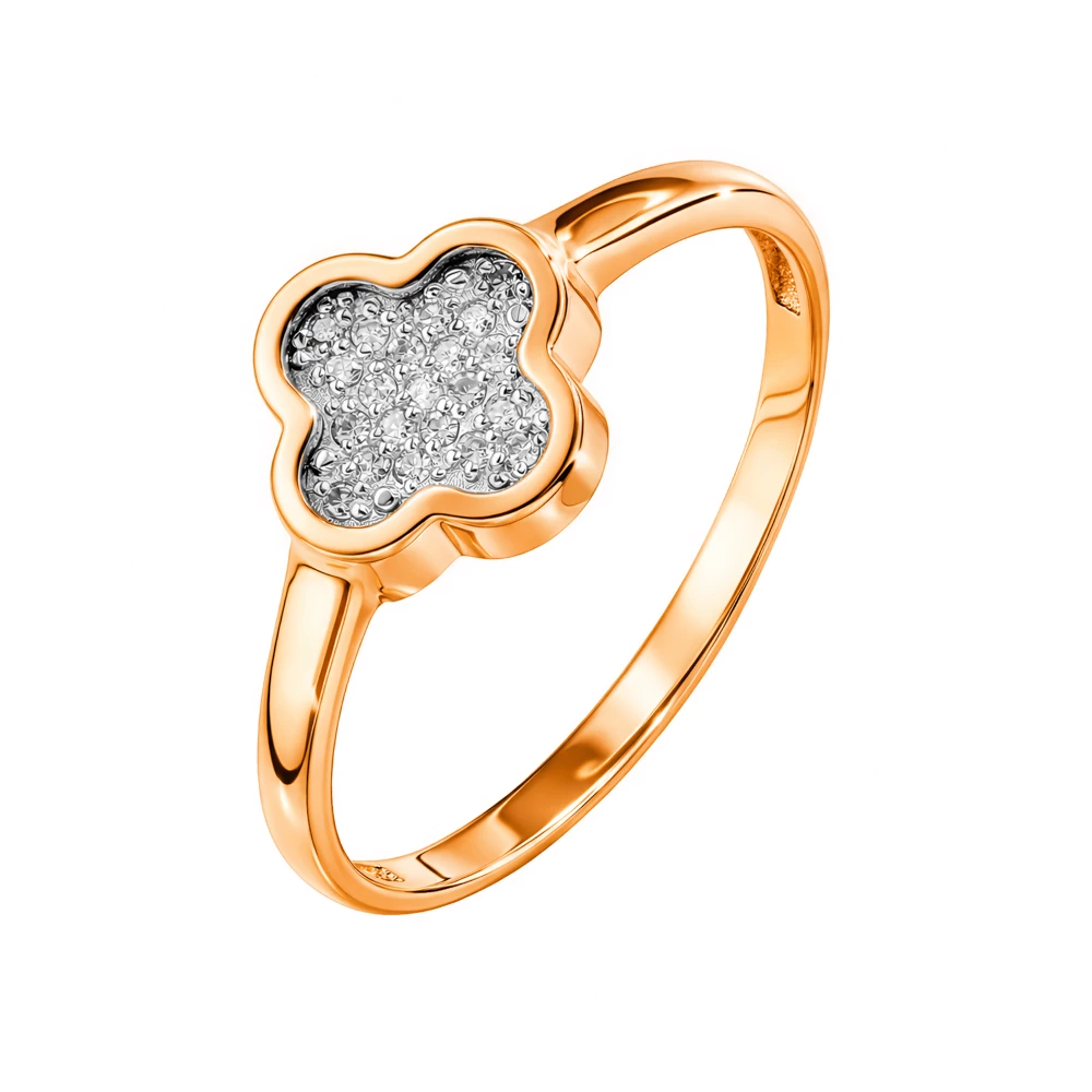 Кольцо с бриллиантами из красного золота 585 пробы