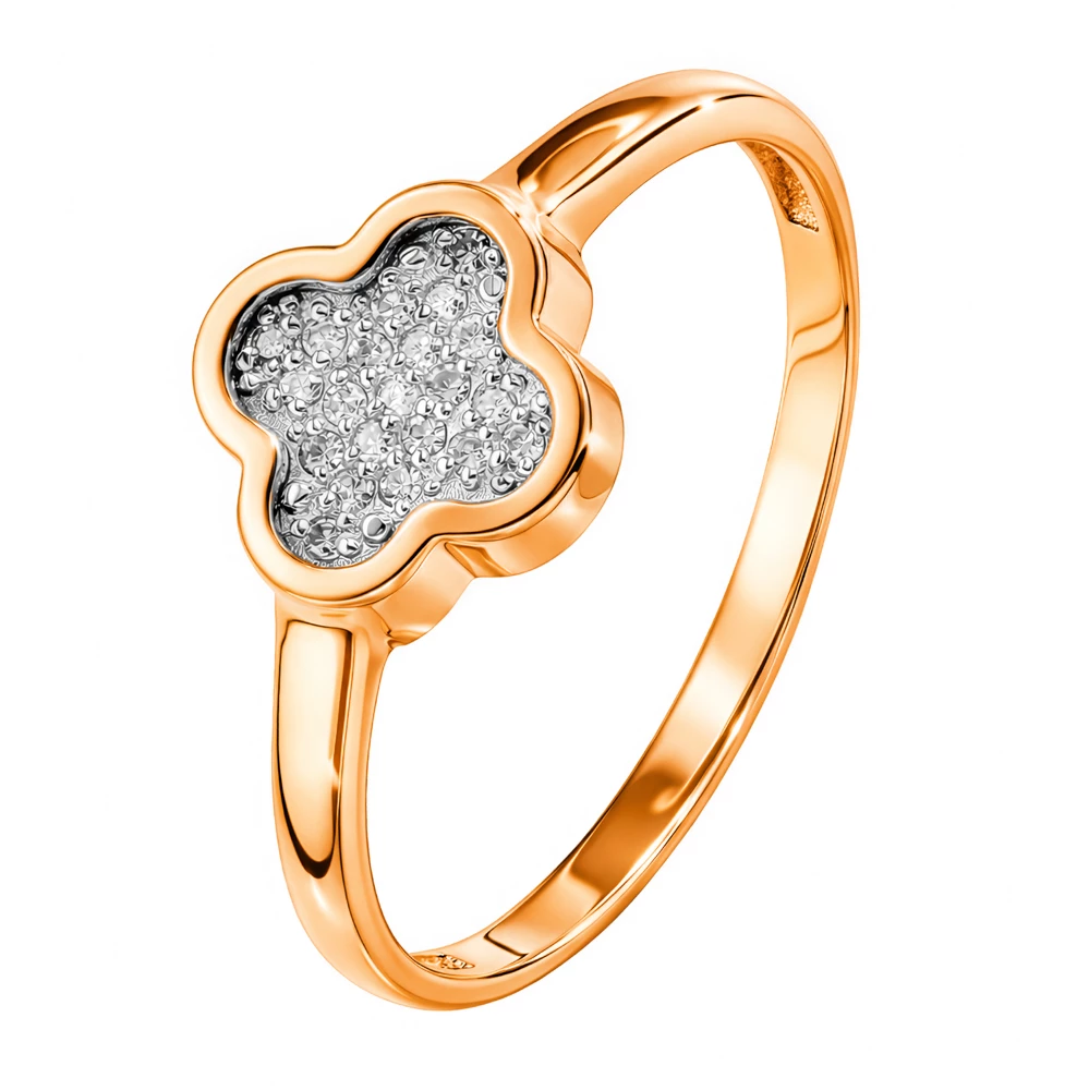 Кольцо с бриллиантами из красного золота 585 пробы