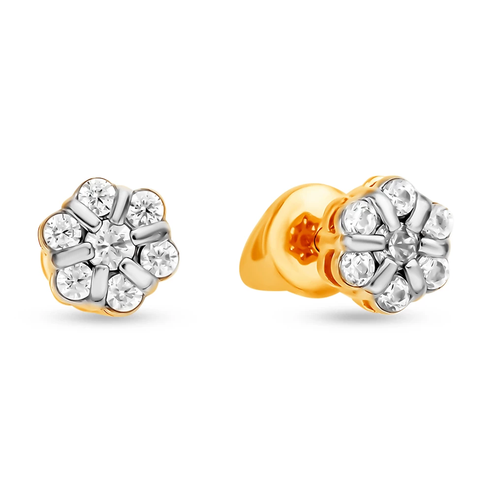 Серьги с бриллиантами из красного золота 585 пробы
