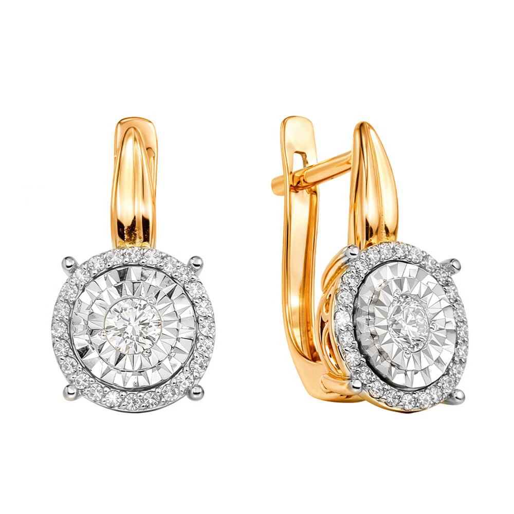 Серьги с бриллиантами из красного золота 585 пробы