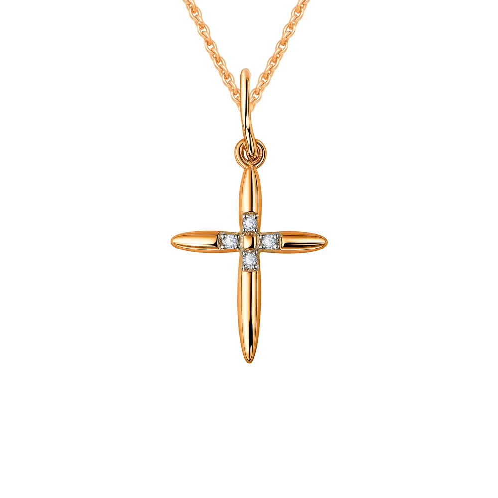 Подвес с бриллиантами из красного золота 375 пробы