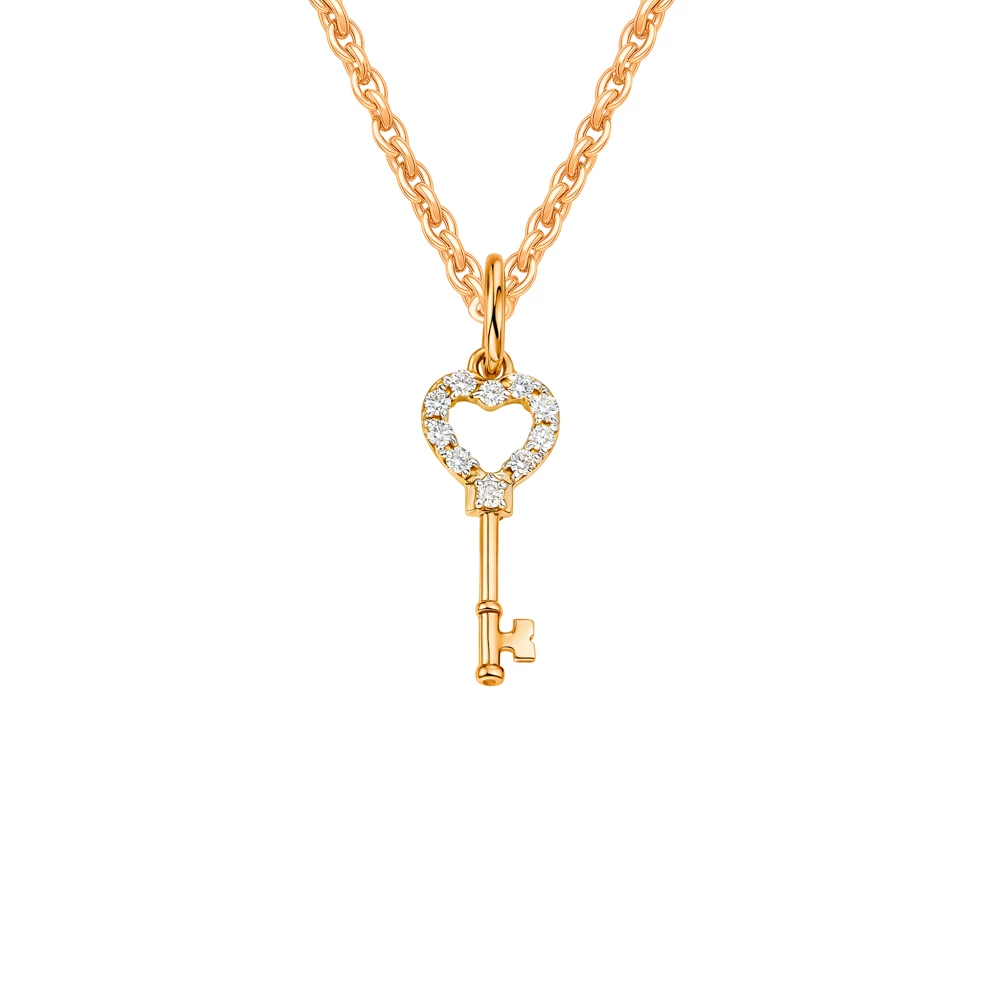 Подвес с бриллиантами из красного золота 585 пробы