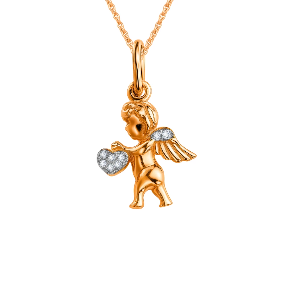 Подвес с бриллиантами из красного золота 375 пробы