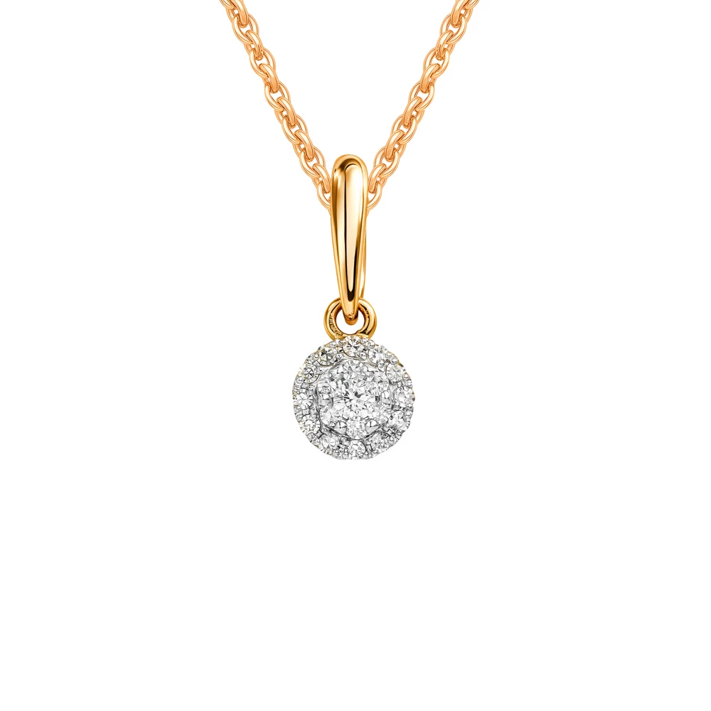 Подвес с бриллиантами из красного золота 585 пробы