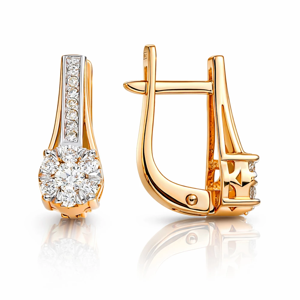 Серьги с бриллиантами из красного золота 585 пробы