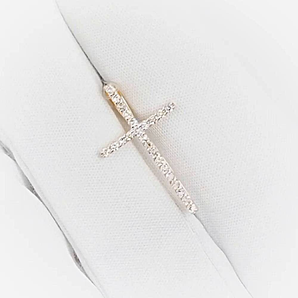 Крестик с бриллиантами из красного золота 585 пробы