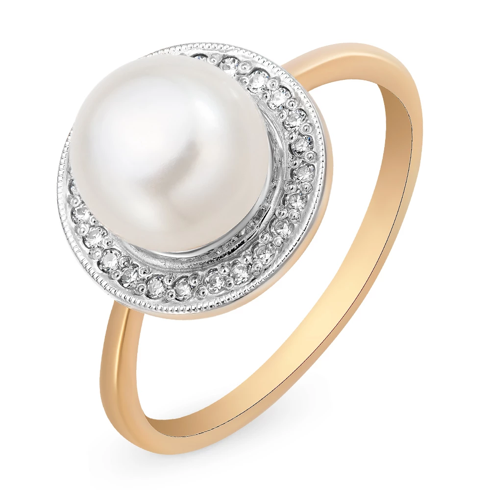 Кольцо с жемчугом из красного золота 585 пробы 1