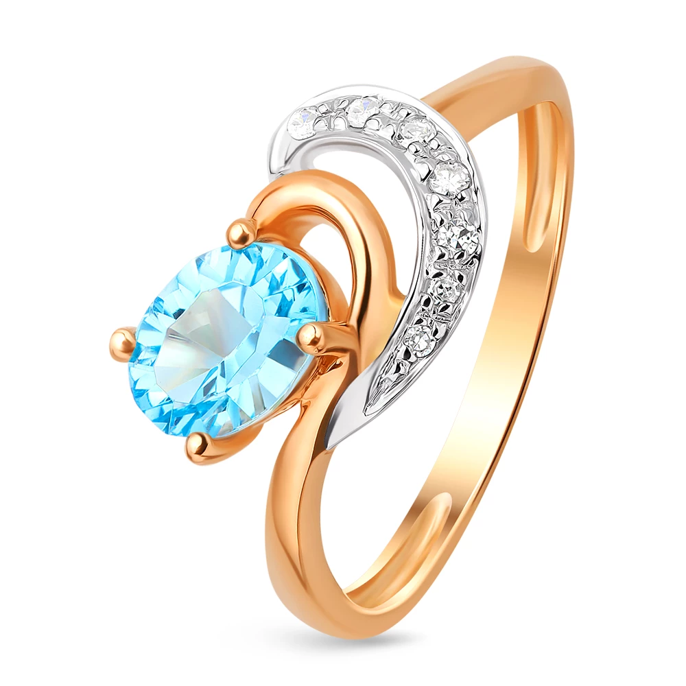 Кольцо с топазом из красного золота 585 пробы 1