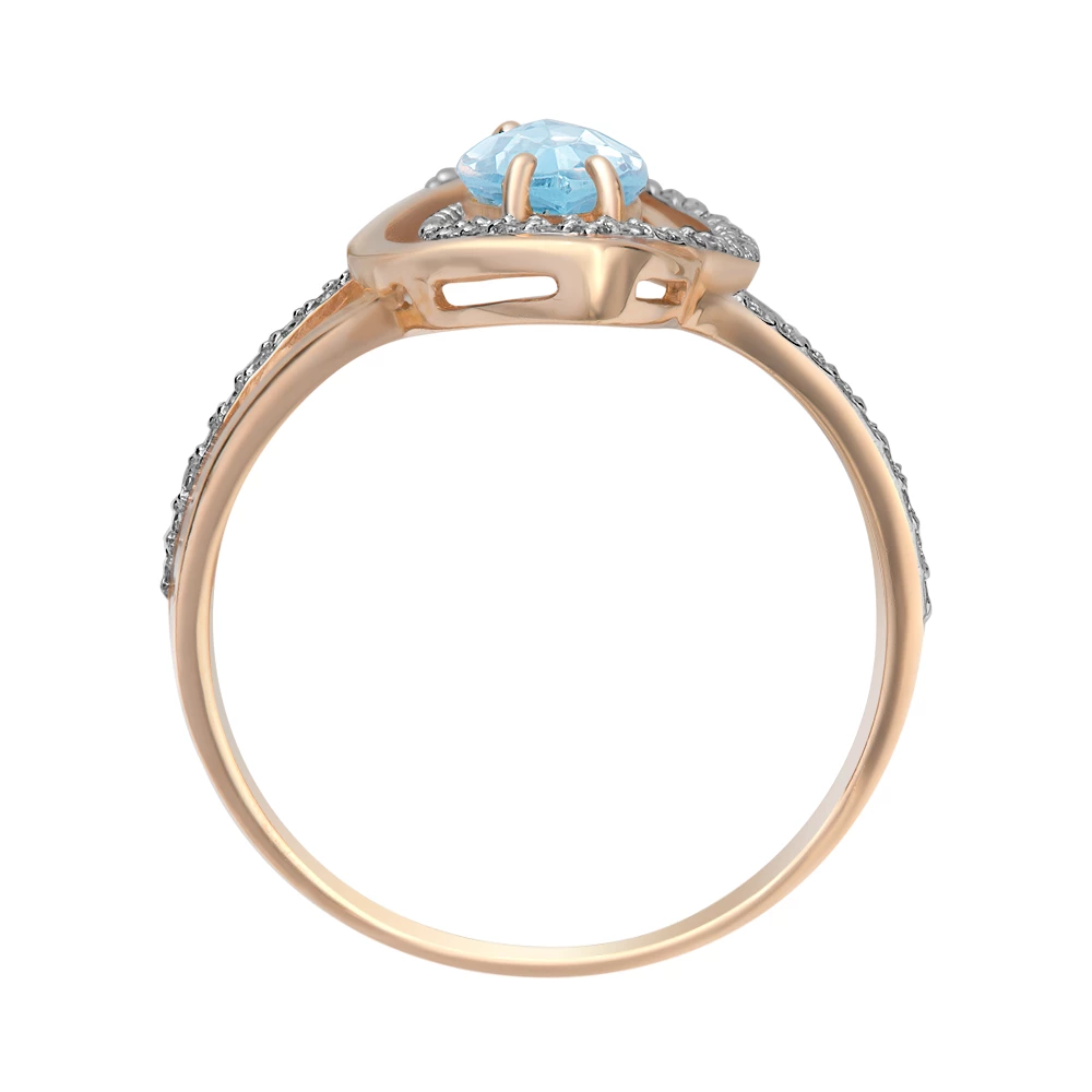 Кольцо с топазом и фианитами из красного золота 585 пробы 3