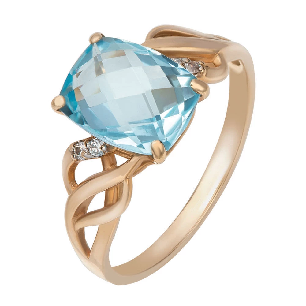 Кольцо с топазом из красного золота 585 пробы 1