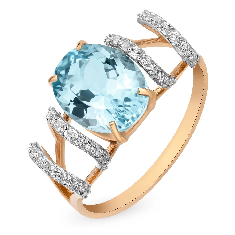 Кольцо с топазом из красного золота 585 пробы 1