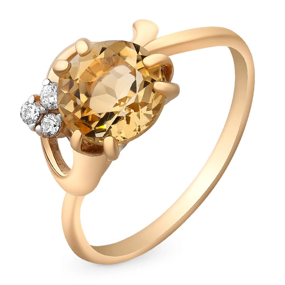 Кольцо с цитрином из красного золота 585 пробы 1