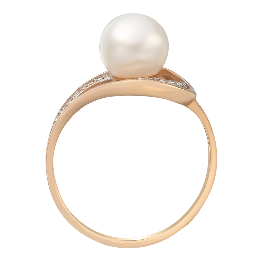 Кольцо с жемчугом из красного золота 585 пробы 3