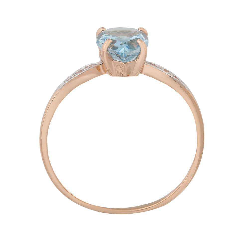 Кольцо с топазом и фианитами из красного золота 585 пробы 3