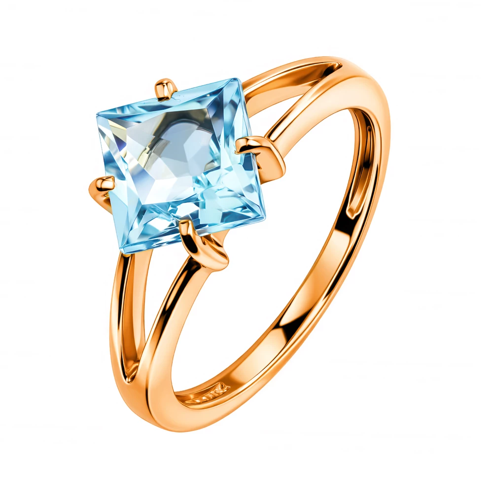 Кольцо с топазом из красного золота 375 пробы