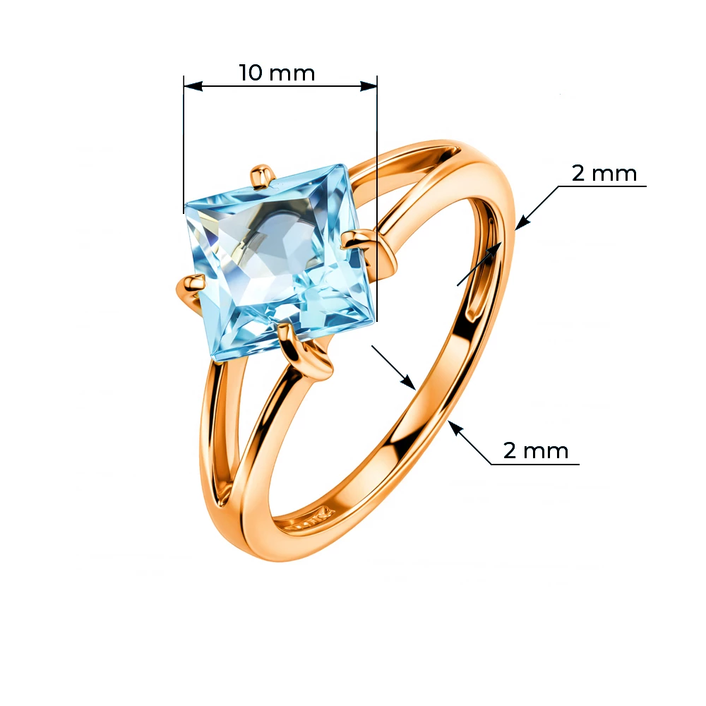 Кольцо с топазом из красного золота 375 пробы