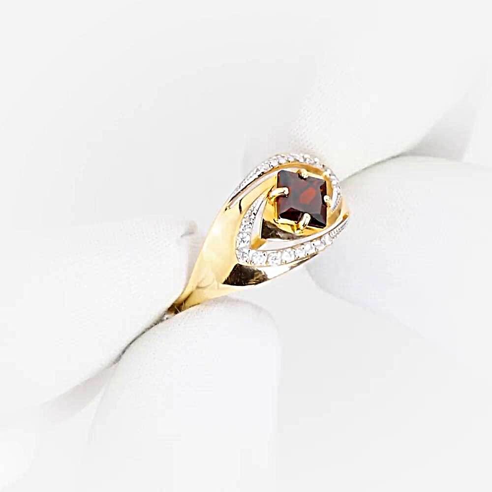 Кольцо с гранатами и фианитами из красного золота 585 пробы 1