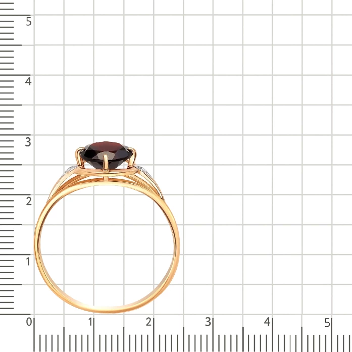 Кольцо с гранатами и фианитами из красного золота 585 пробы 4
