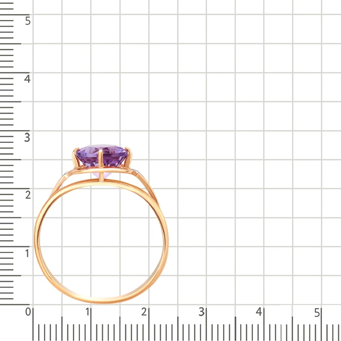 Кольцо с аметистами и фианитами из красного золота 585 пробы 4