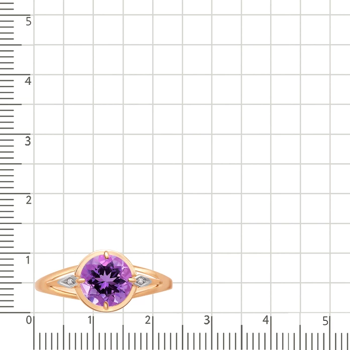 Кольцо с аметистами и фианитами из красного золота 585 пробы 3