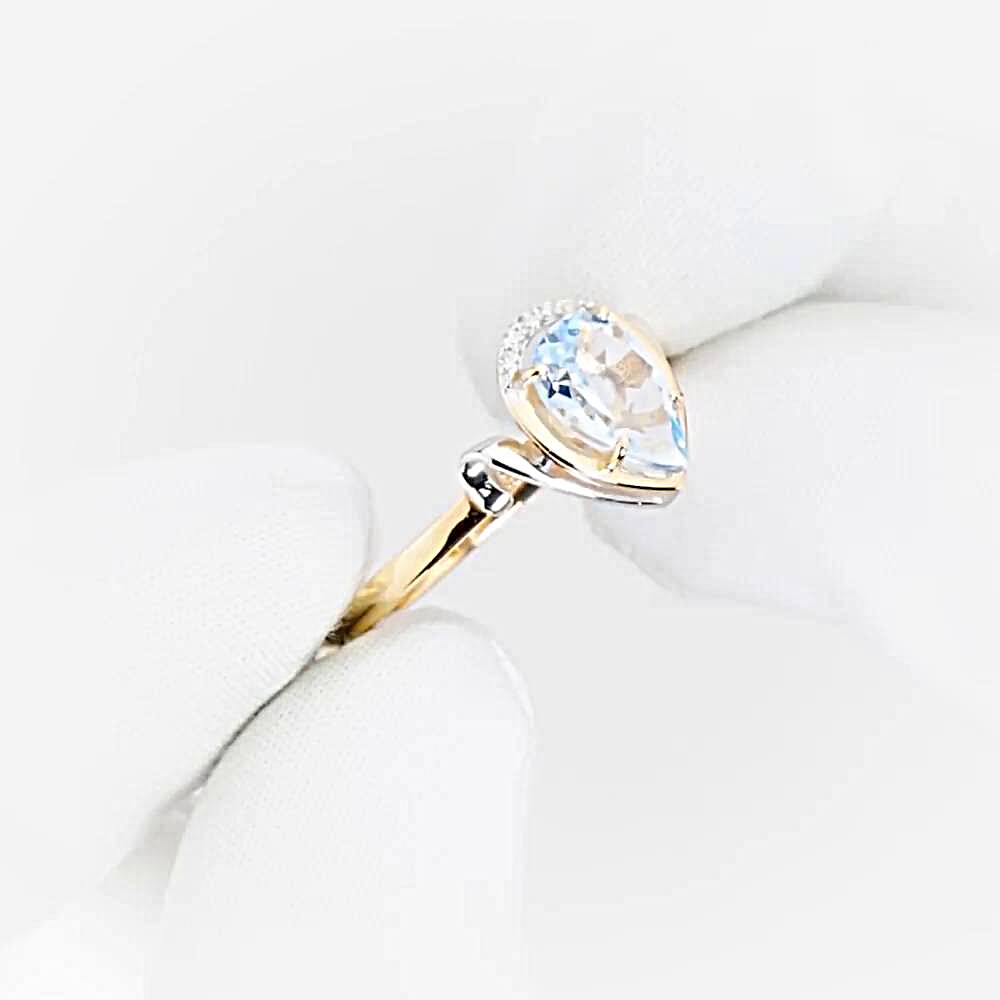 Кольцо с топазами и фианитами из красного золота 585 пробы 1