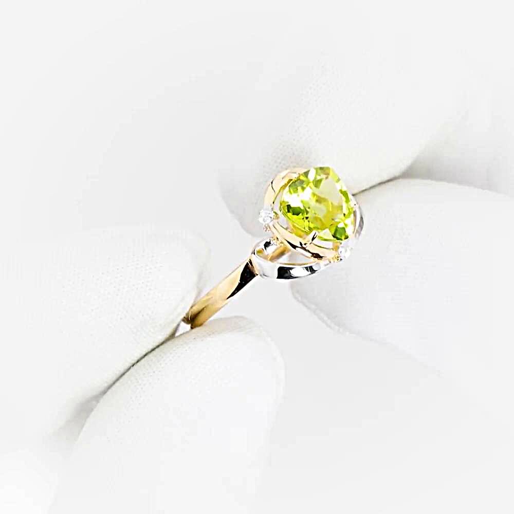 Кольцо с хризолитами и фианитами из красного золота 585 пробы 1