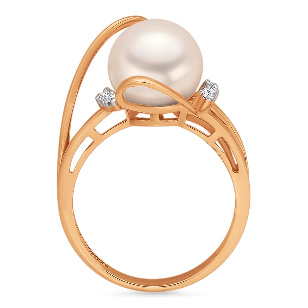 Кольцо с жемчугом из красного золота 585 пробы 3