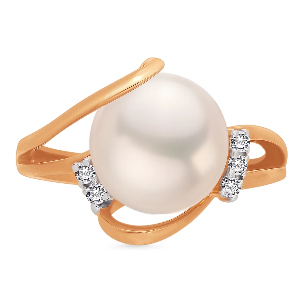 Кольцо с жемчугом из красного золота 585 пробы 2