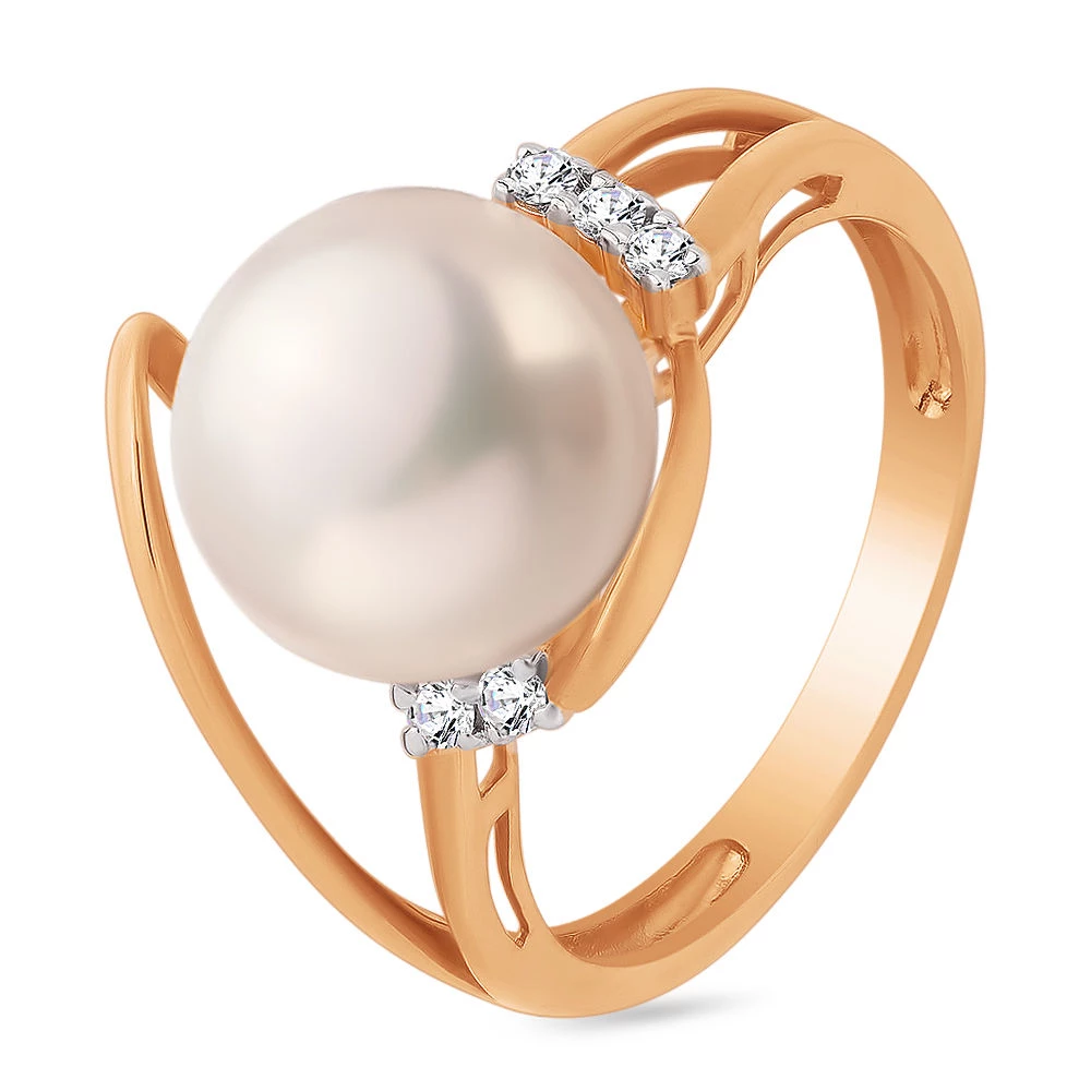 Кольцо с жемчугом из красного золота 585 пробы 1