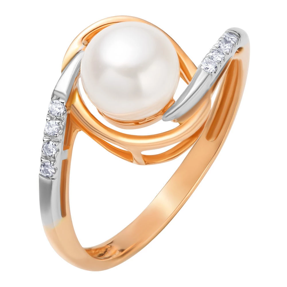 Кольцо с жемчугом из красного золота 500 пробы 1