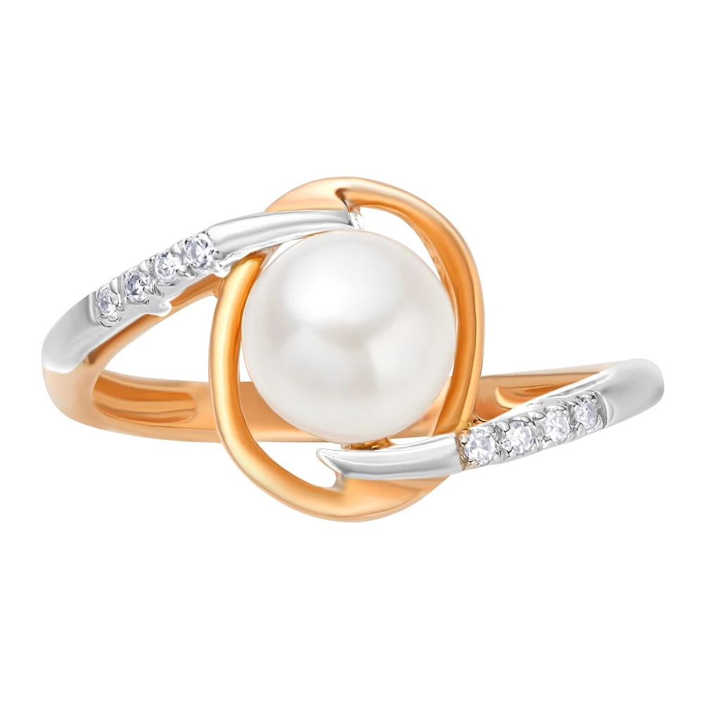 Кольцо с жемчугом из красного золота 500 пробы 2