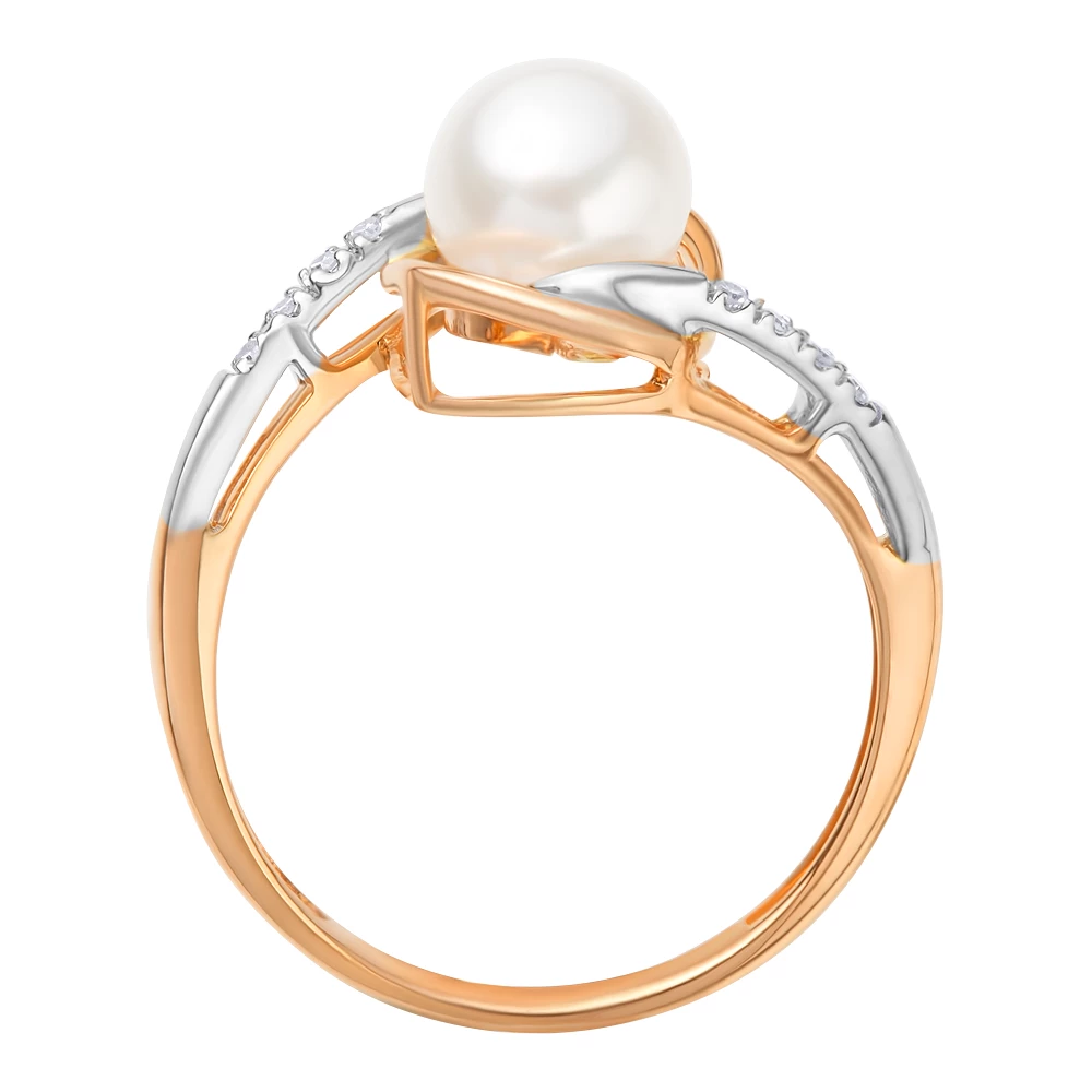 Кольцо с жемчугом из красного золота 500 пробы 3