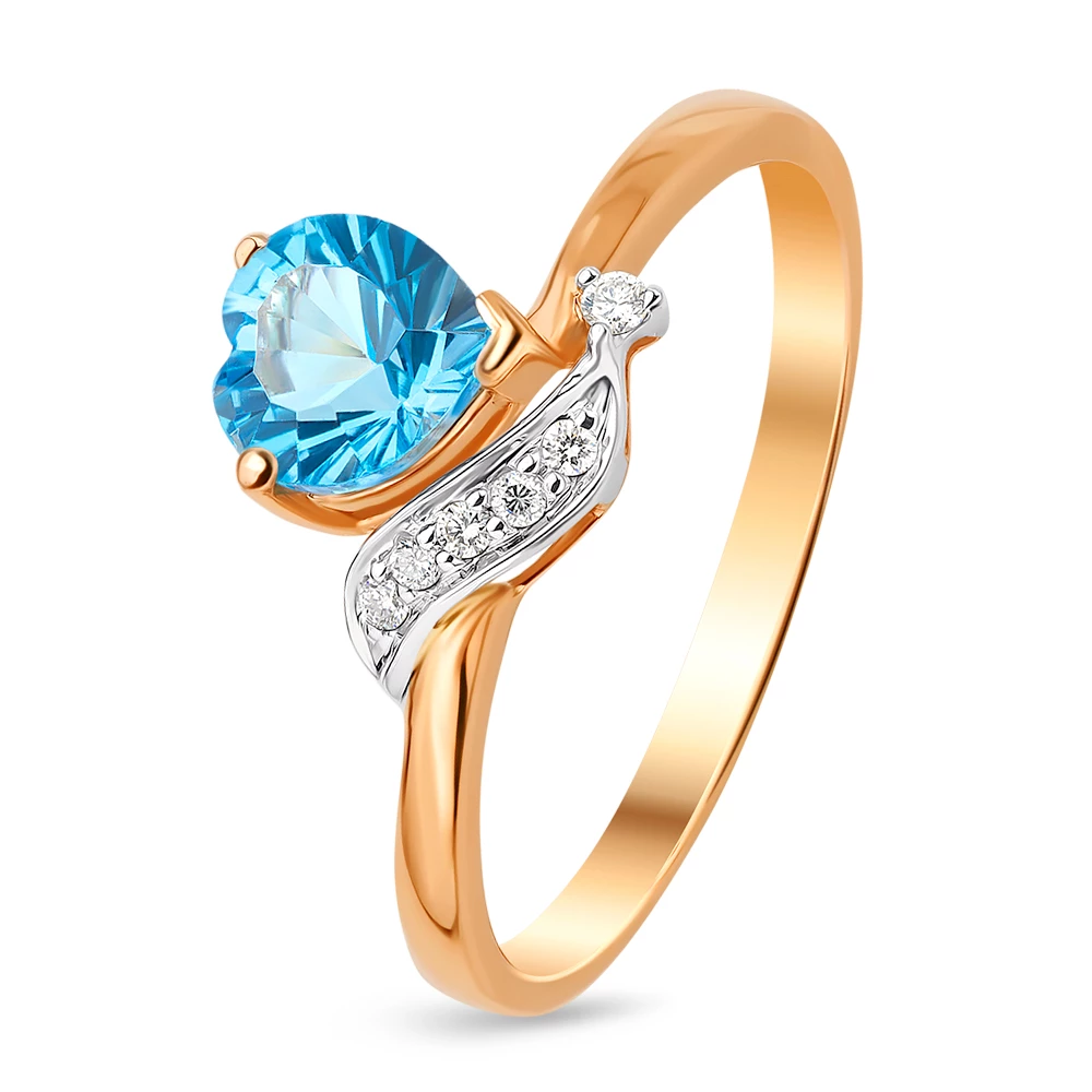 Кольцо с топазом из красного золота 585 пробы 1