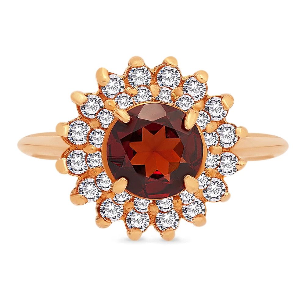 Кольцо с гранатами из красного золота 585 пробы 2