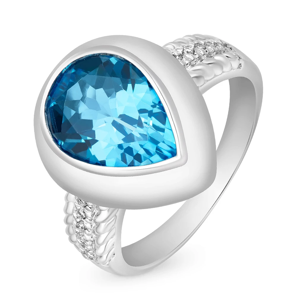 Кольцо с топазом из белого золота 585 пробы 1