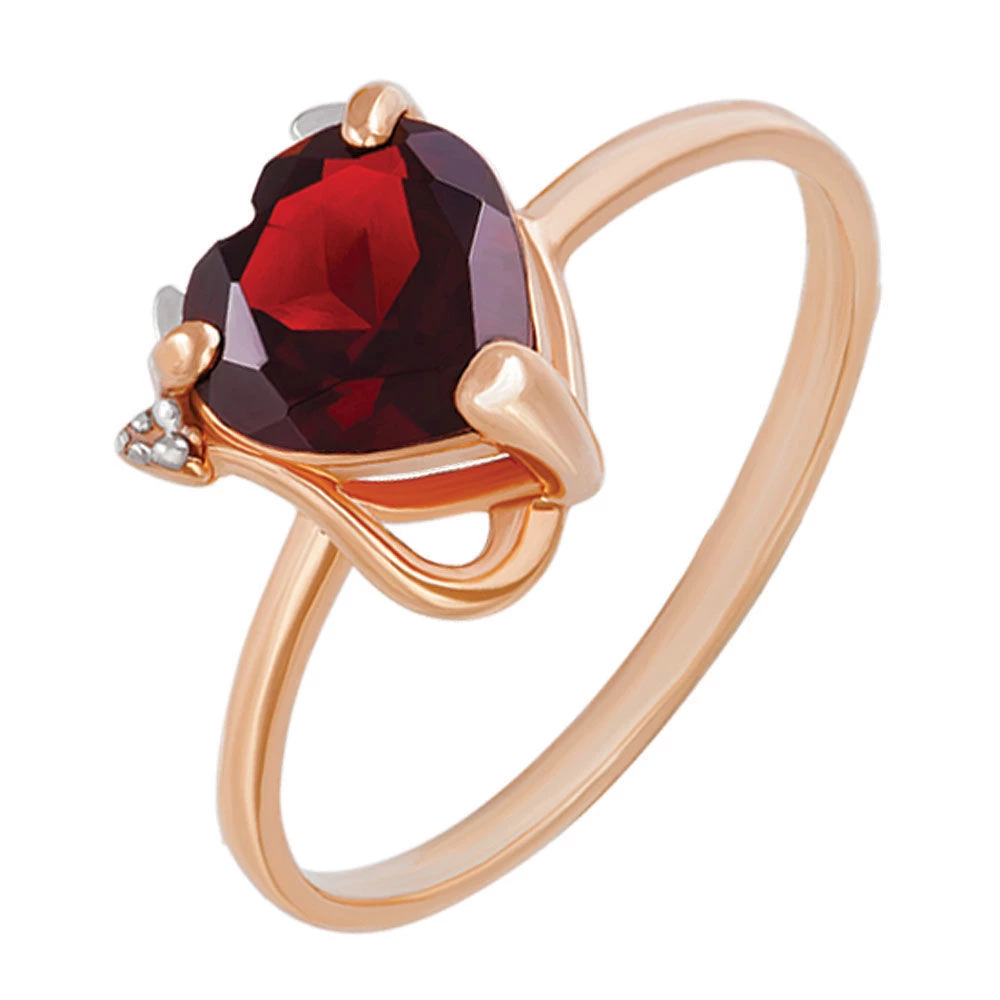 Кольцо с гранатом из красного золота 585 пробы 1