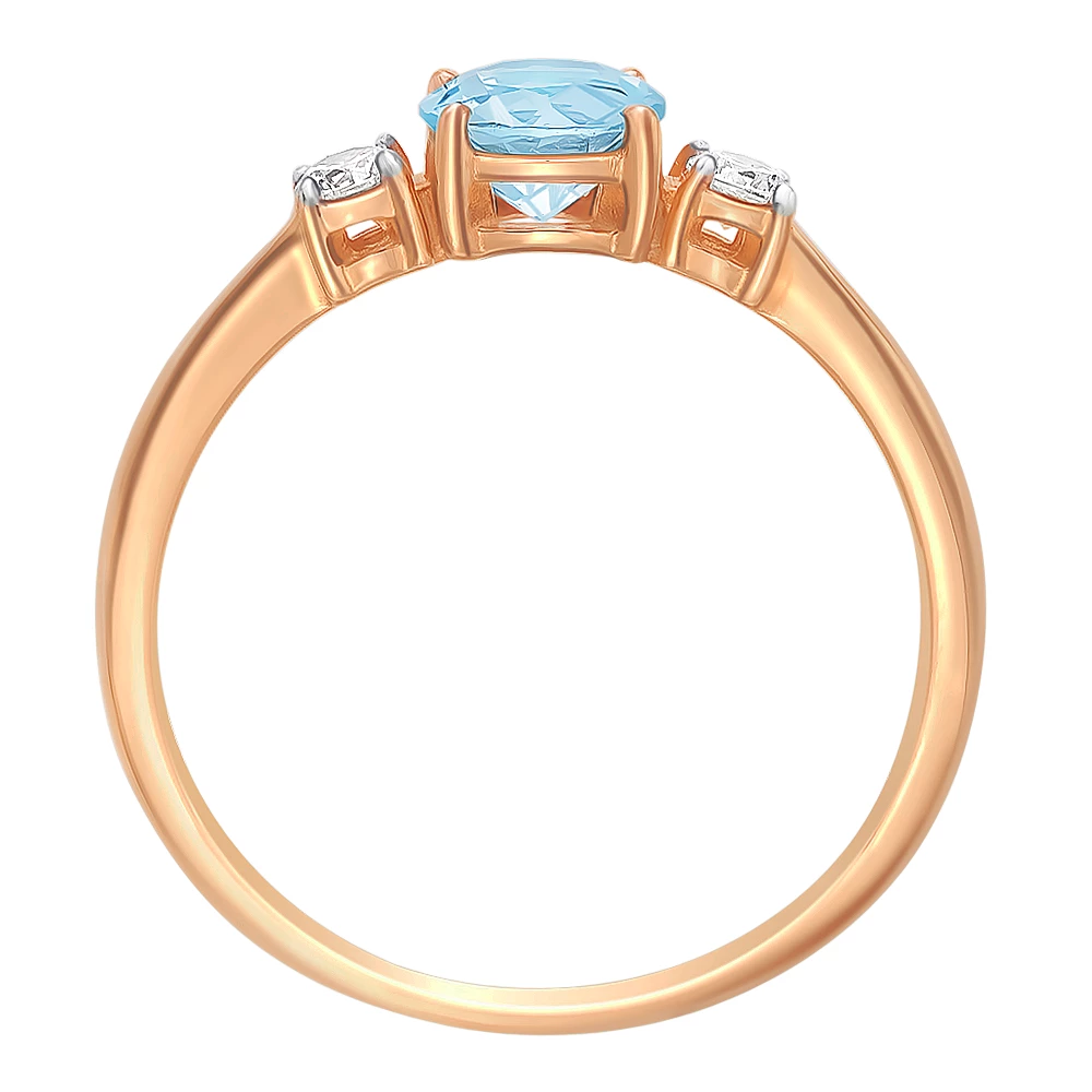 Кольцо с топазом и фианитами из красного золота 585 пробы 3