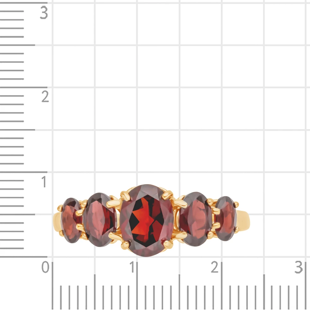 Кольцо с гранатами из красного золота 585 пробы