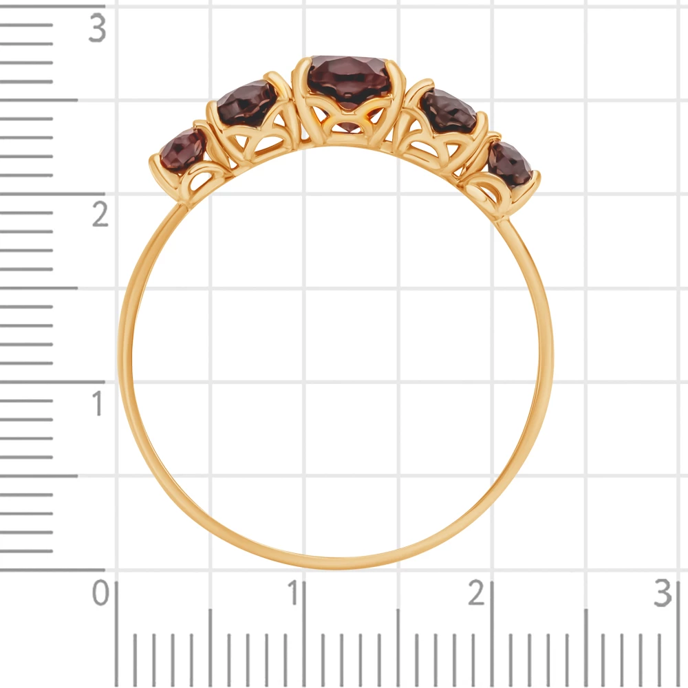 Кольцо с гранатами из красного золота 585 пробы