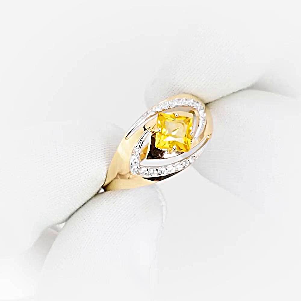 Кольцо с цитринами и фианитами из красного золота 585 пробы 1