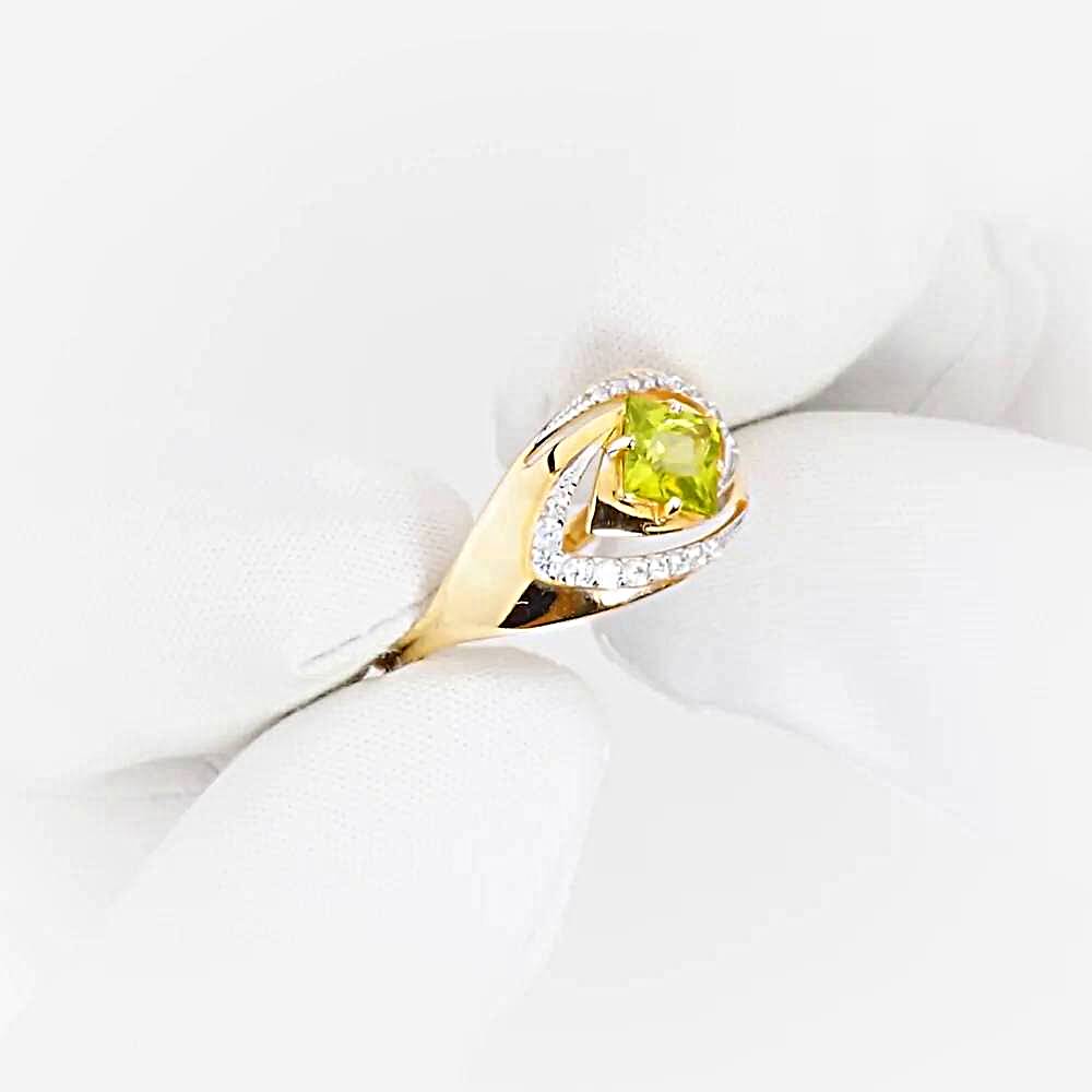 Кольцо с хризолитами и фианитами из красного золота 585 пробы 1