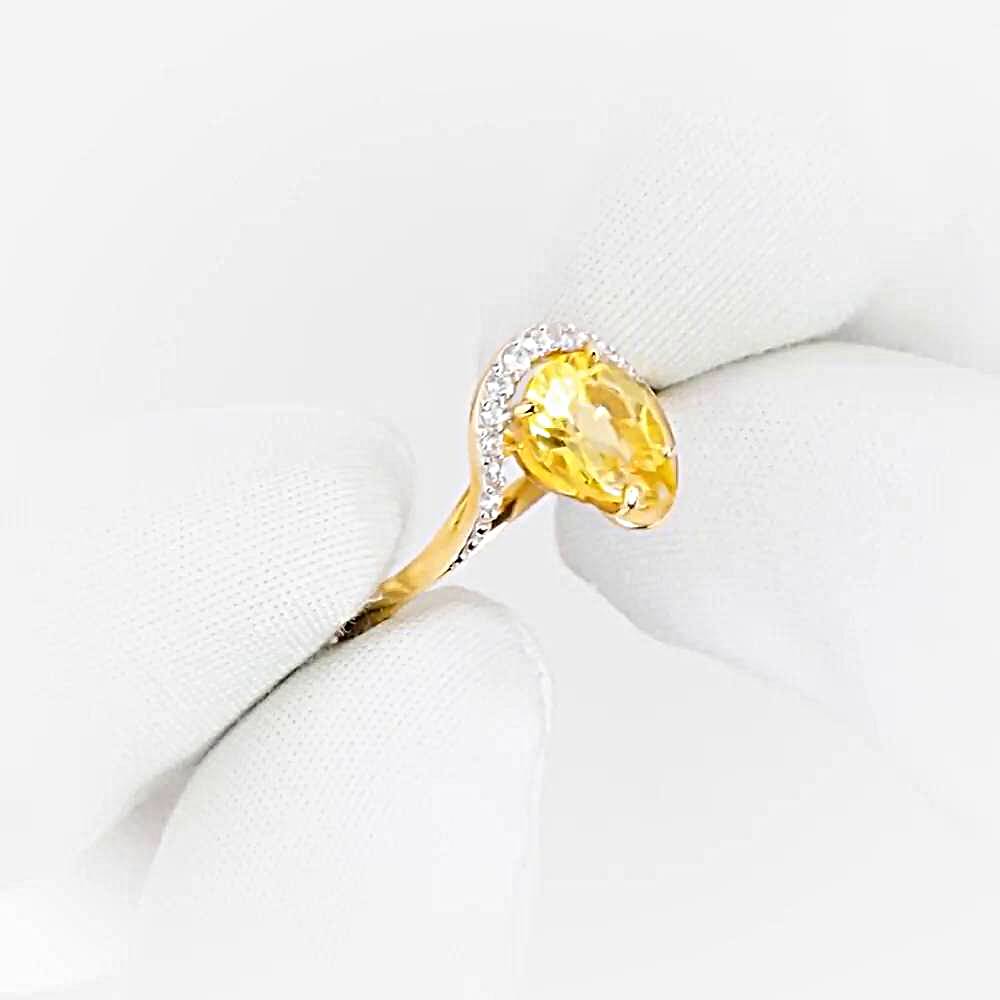 Кольцо с цитринами и фианитами из красного золота 585 пробы 1