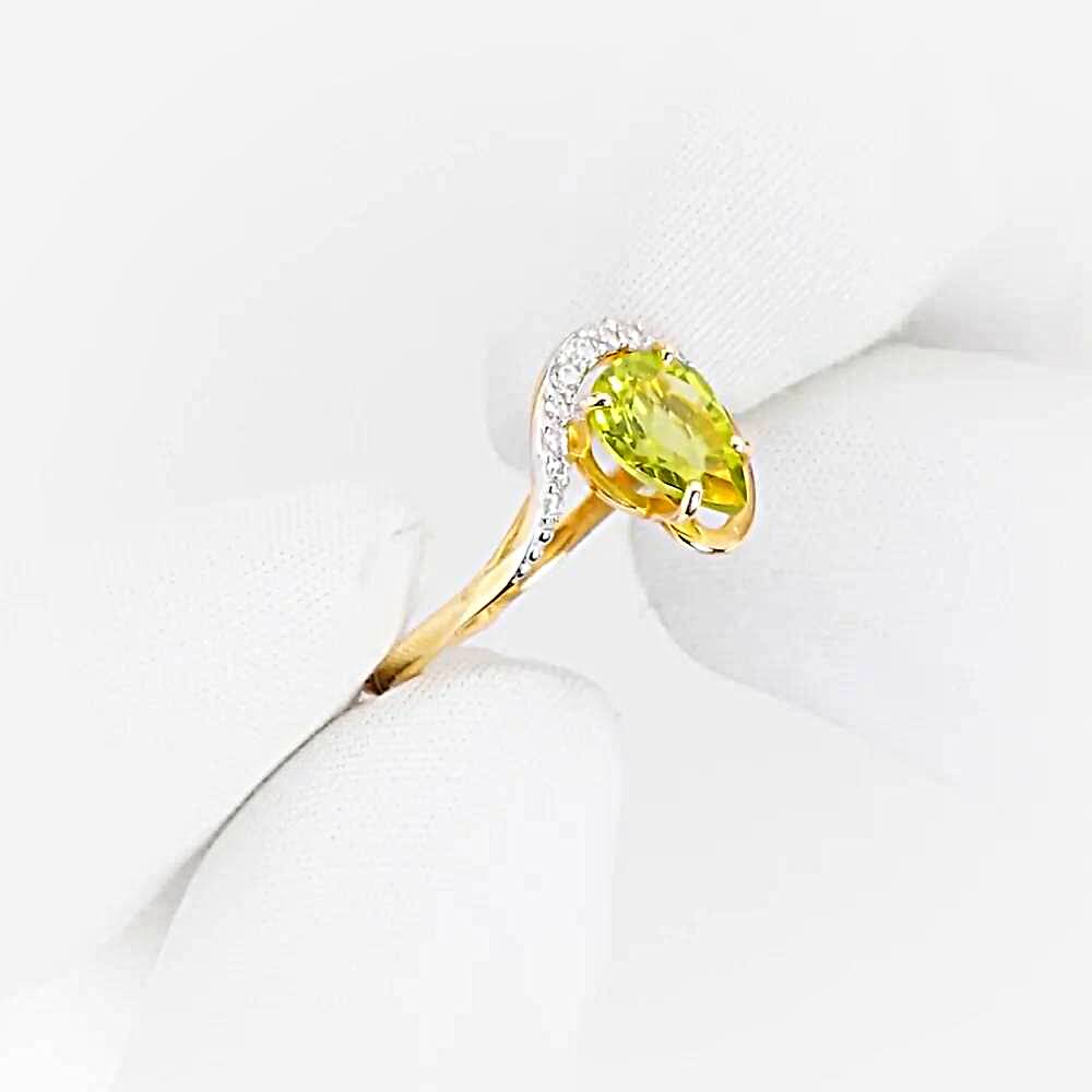 Кольцо с хризолитами и фианитами из красного золота 585 пробы 1