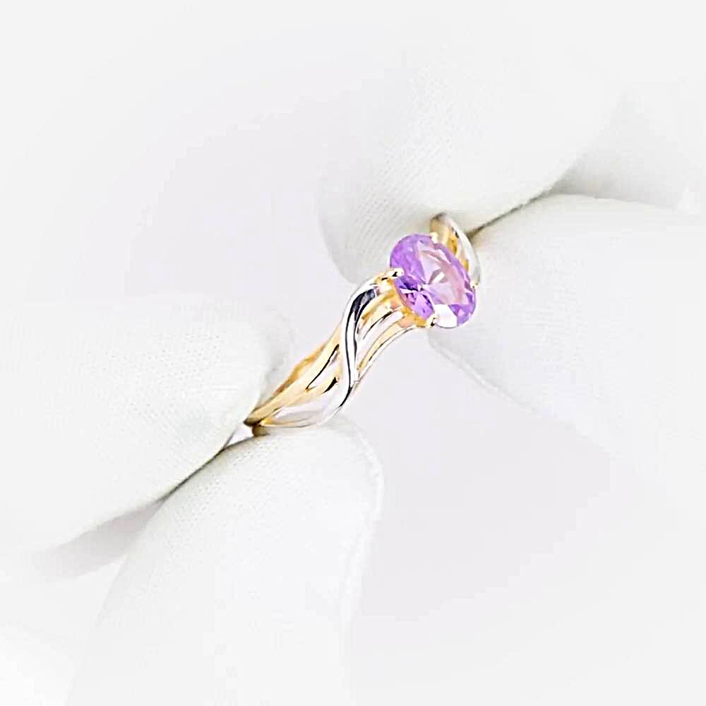 Кольцо с александритом синтетическим из красного золота 585 пробы 1