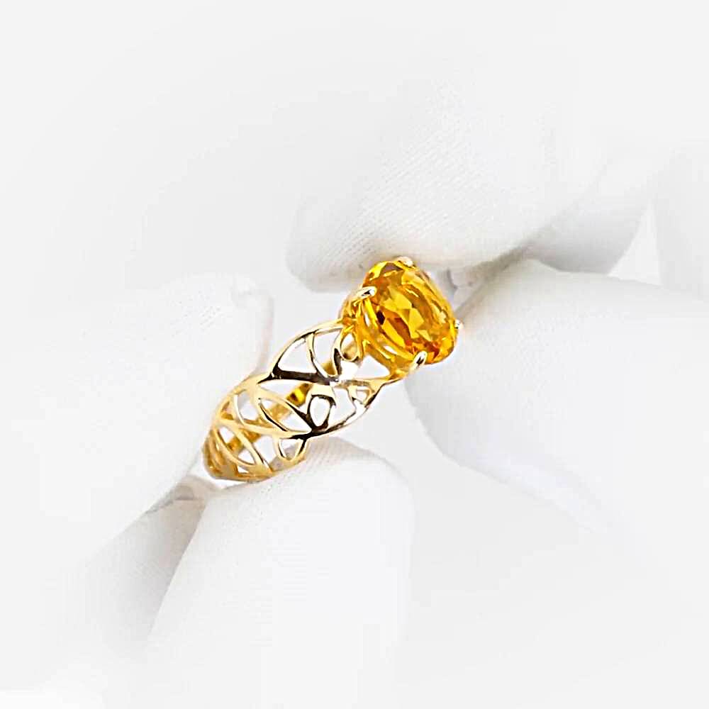 Кольцо с цитрином из красного золота 585 пробы 1