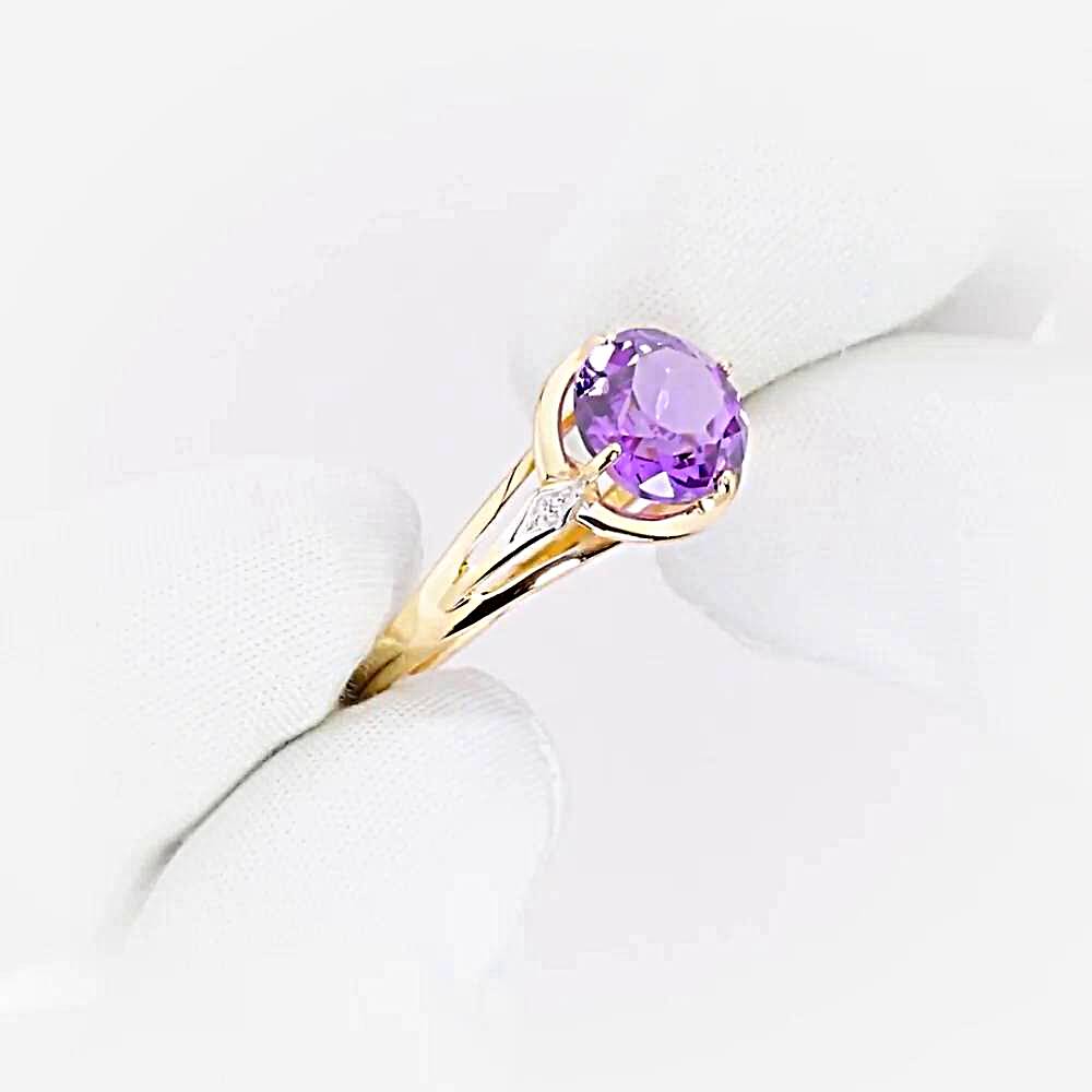 Кольцо с александритом синтетическим и фианитами из красного золота 585 пробы 1