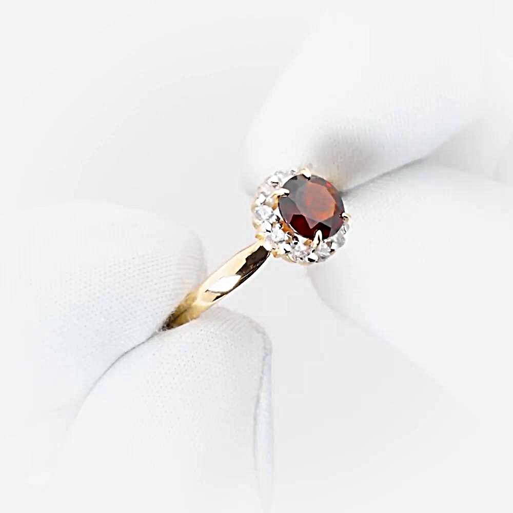 Кольцо с гранатами и фианитами из красного золота 585 пробы 1