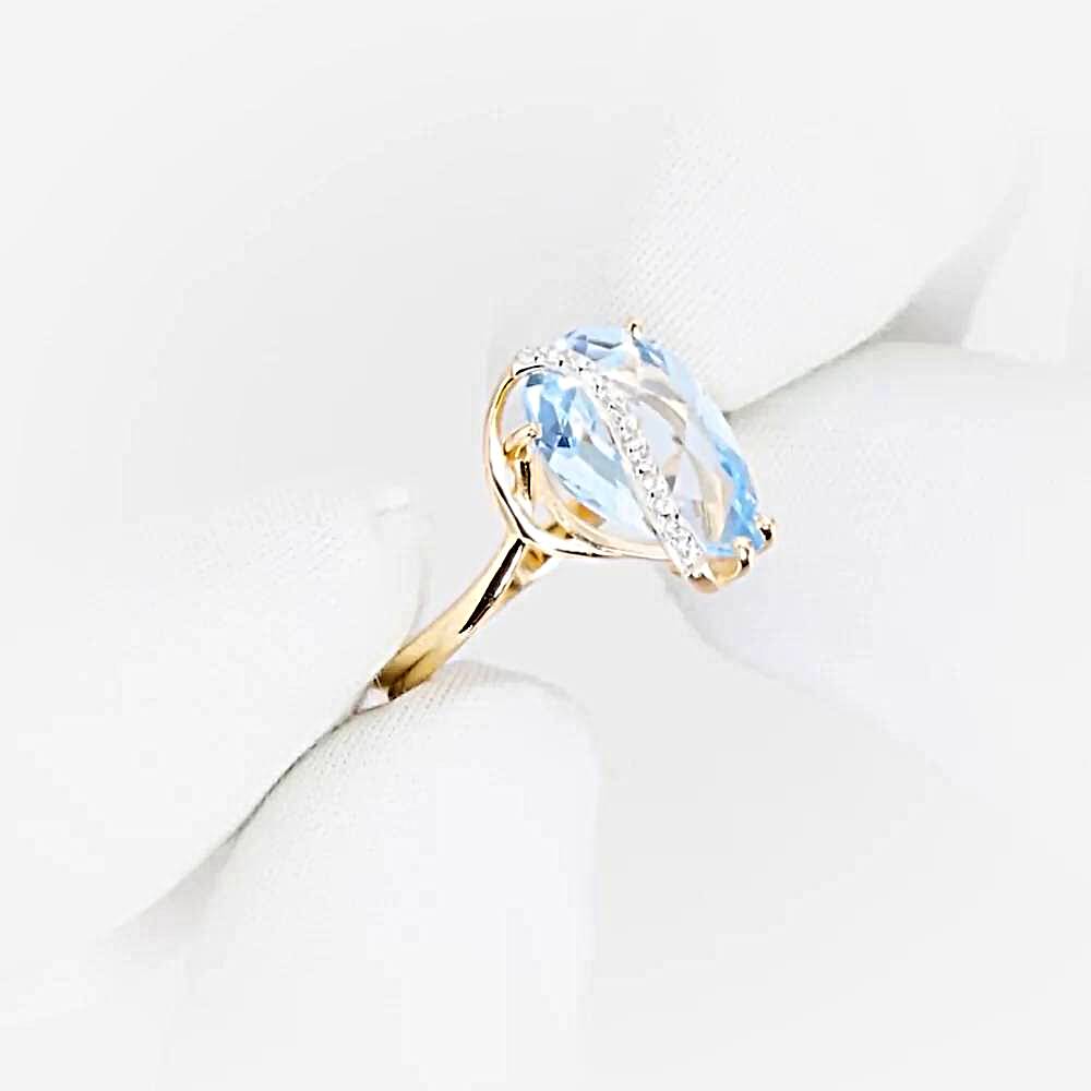 Кольцо с топазами и фианитами из красного золота 585 пробы 1